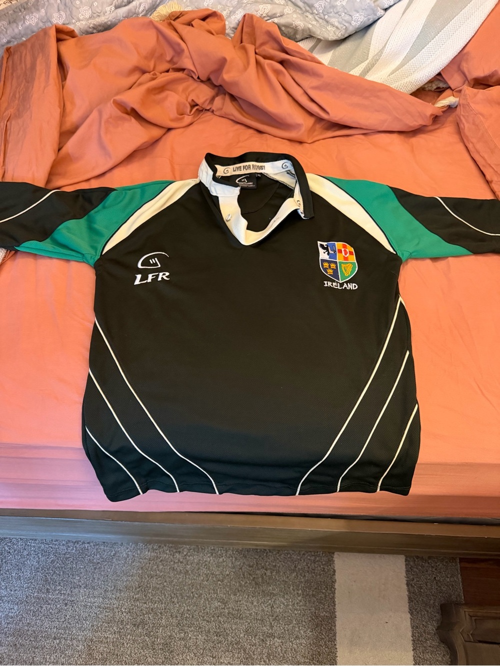 LF Ireland short Sleeve Rugby Shirt - Black & Green